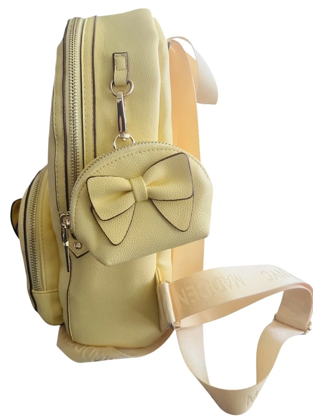 Madden NYC Butter Yellow Bow Mini Backpack with Matching Coin Pouch/NWOT